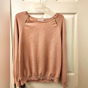 Calvin Klein blouse sweater shoulder zipper light pink size XL